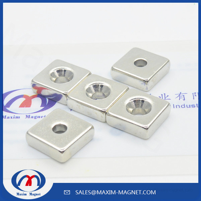 China NdFeB small block magnets with countersunk hole supplier