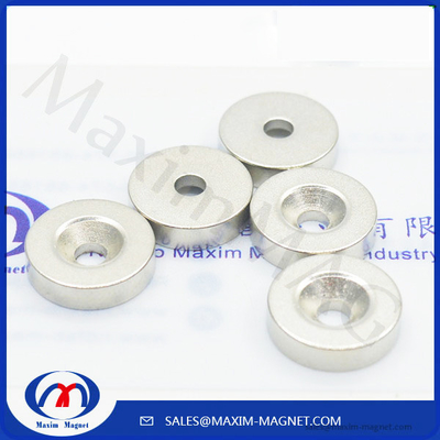 China Neodymium disc magnets with countersunk holes supplier
